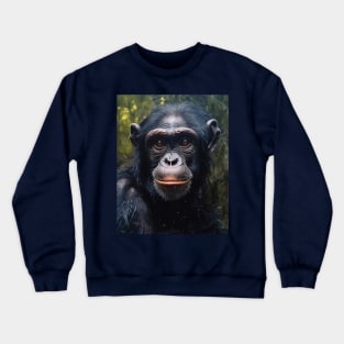 Majestic Bonobo: A Hyperrealistic Oil Painting Exploration Crewneck Sweatshirt